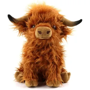 CYISONAL Highland Cow Plush Toy Fluffy Bull Animal Doll Soft Gift for Kids Boys Girls 10" Tall