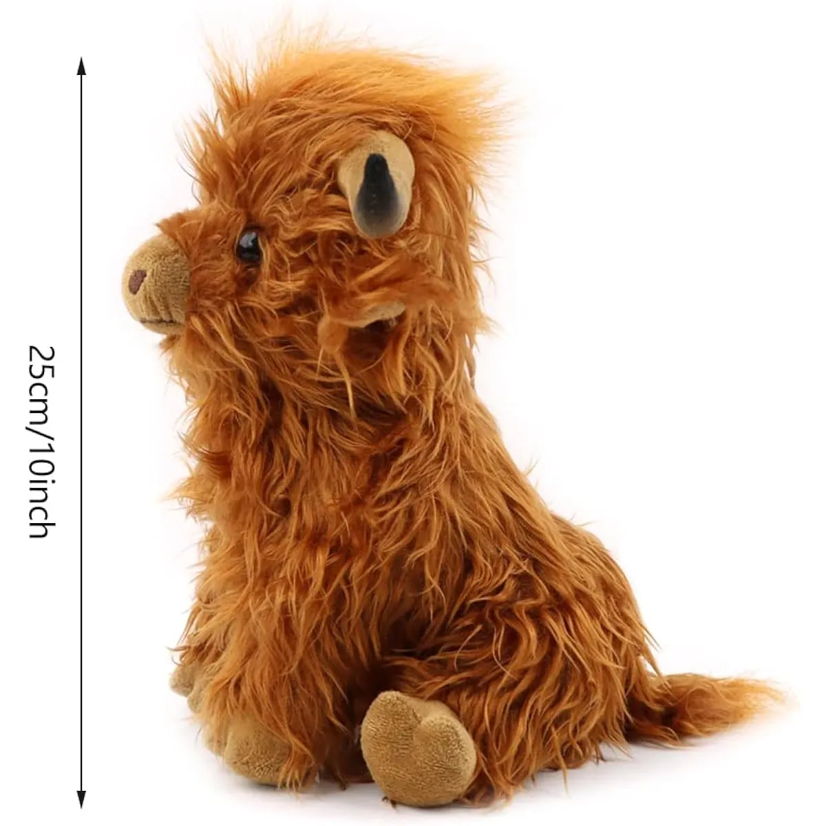 CYISONAL Highland Cow Plush Toy Fluffy Bull Animal Doll Soft Gift for Kids Boys Girls 10" Tall