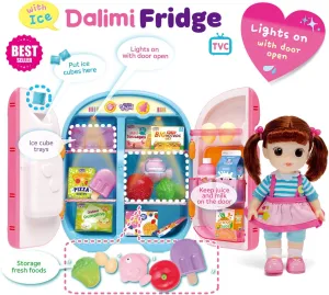 Dalimi Interactive Ice Cream Shop Playset for Kids Ages 3 , Modeling Clay for Shaping & Decorating Ice Cream, Pretend Play Food Set for Toddlers (Fridge)