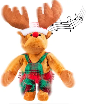 Dancing Rudolph The Red-Nosed Reindeer Animated Plush Toy Christmas Singing Stuffed Animals for Kids