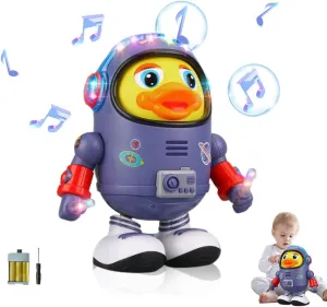 Dancing Space Duck Toy, Space Duck Dancing Musical Interactive Toy, Electric Dancing Duck Toy Baby Musical Toys, Cute Singing Walking Duck Toys with Music LED Lights for Kids Birthday Gifts