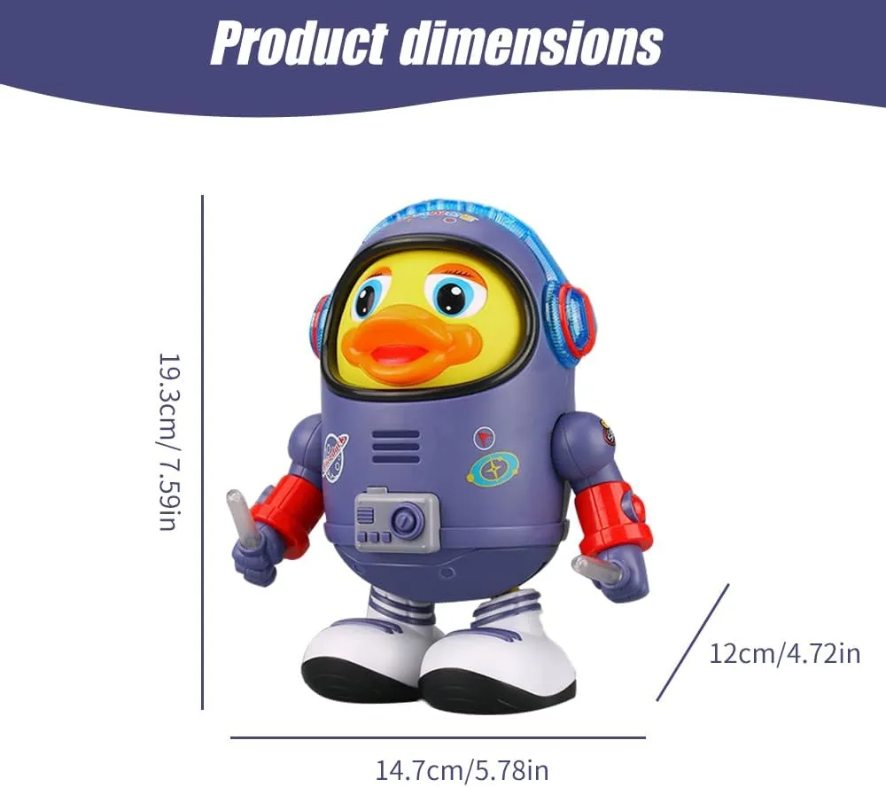 Dancing Space Duck Toy, Space Duck Dancing Musical Interactive Toy, Electric Dancing Duck Toy Baby Musical Toys, Cute Singing Walking Duck Toys with Music LED Lights for Kids Birthday Gifts
