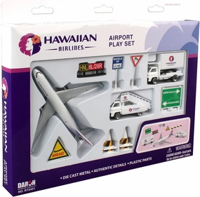 Daron Hawaiian Airlines 12 Piece Playset with Die-Cast Metal Model Airplane with Plastic Parts, Cars and Transportation Toys for Kids Ages 3 