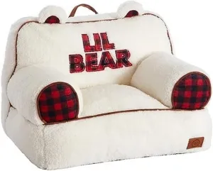 Dearfoams White and Red Lil Bear Sherpa Plush Bean Bag Chair with Novelty Ears Large