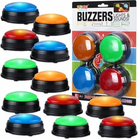 Deekin 16 Pcs Game Buzzers Bulk Assorted Colored Answer Button with Sound and Light Family Feud Buzzer for Classroom Teacher Supplies Team Game Show and Trivia Nights