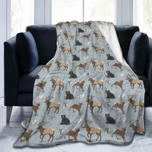 Deer Bear Blanket Jungle Blanket Bear Gifts Deer Throw Blanket Animal Blanket for Travelling Camping Soft Blanket Birthday Gifts for Women Men Kids 60''x80''