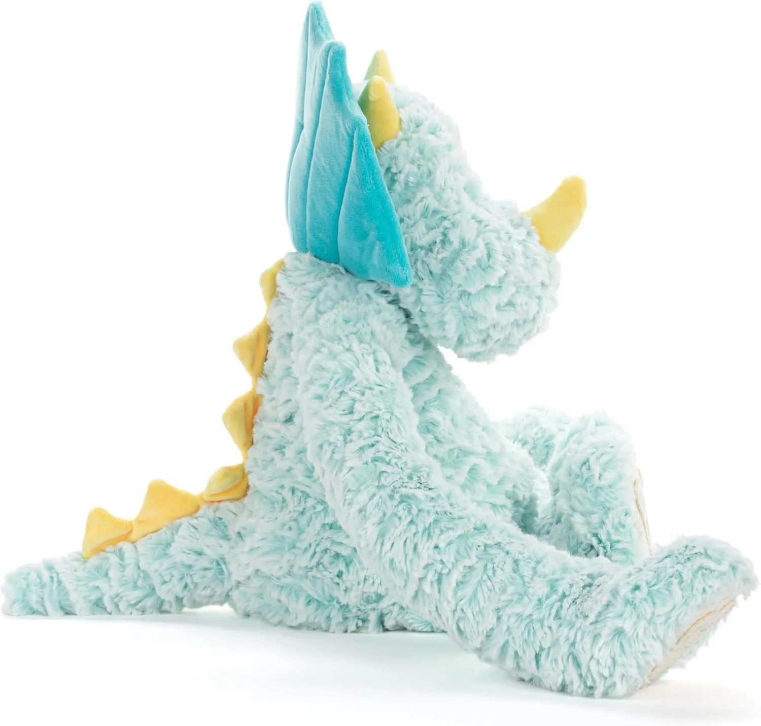 DEMDACO Heartful Hugs 12.5 x 13 Inch Polyester, Soft Cuddly, Weighted, Toy, Plush Stuffed Animal Teal and Grey, Triceratops