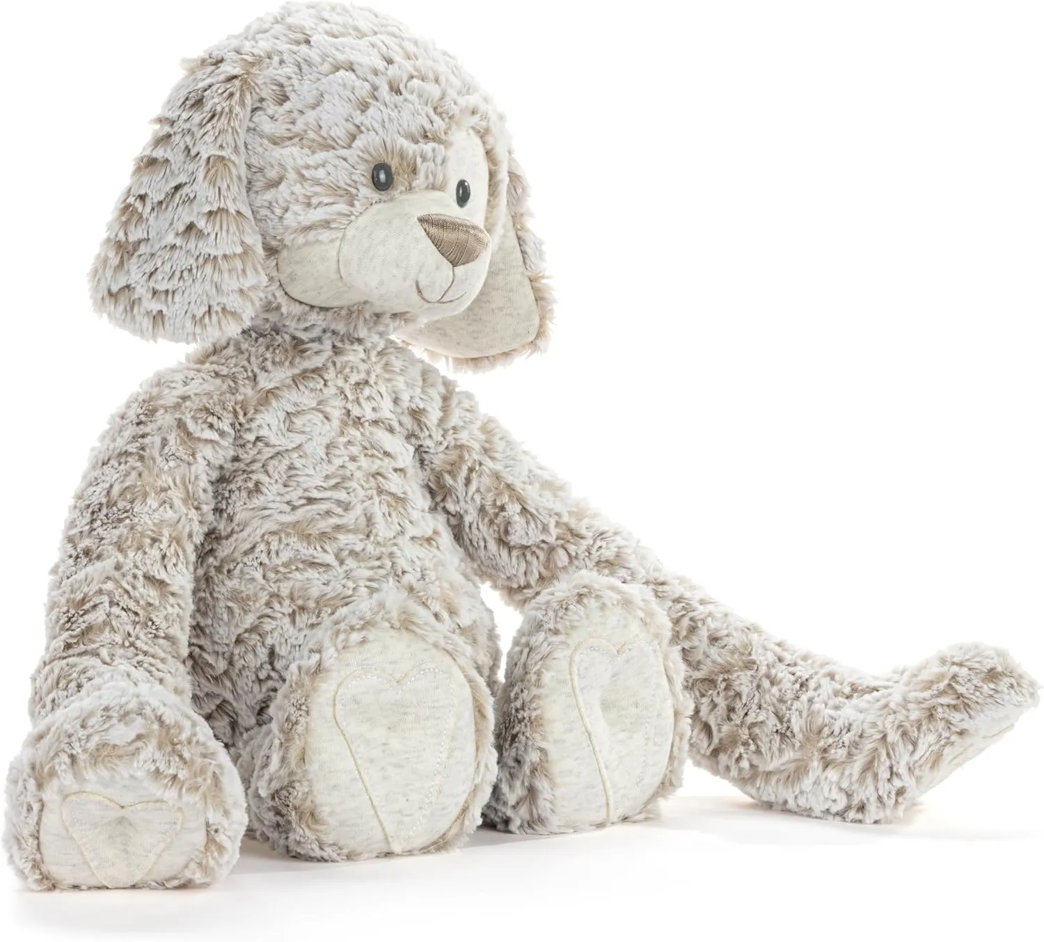 DEMDACO Heartful Hugs 13 x 12.5 Inch Polyester, Soft Cuddly, Weighted, Toy, Plush Stuffed Animal Brown and Grey, Puppy Dog