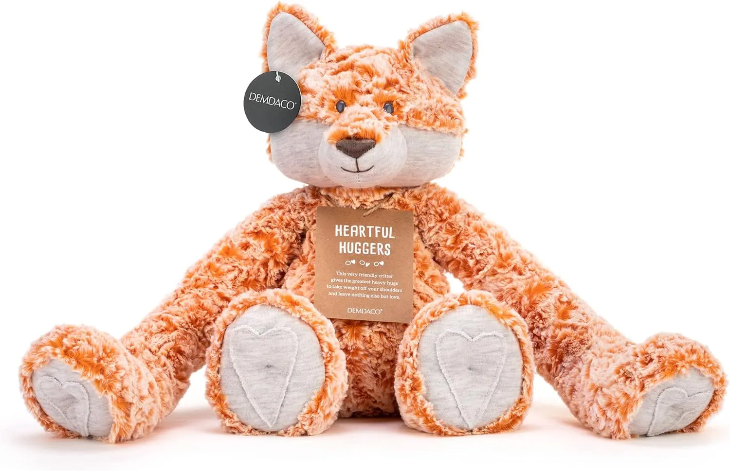 DEMDACO Heartful Hugs Fox Orange 17.5 Inch Weighted Childrens Plush Stuffed Animal