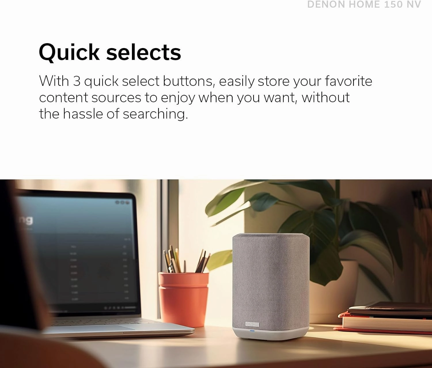 Denon Home 150 NV Wireless Speaker (Black), 1" Tweeter, 3.5" Woofer, Home Speaker with HEOS Built-in, AirPlay 2, and Bluetooth, Multi-Room Streaming, Simple Setup, Compact Design