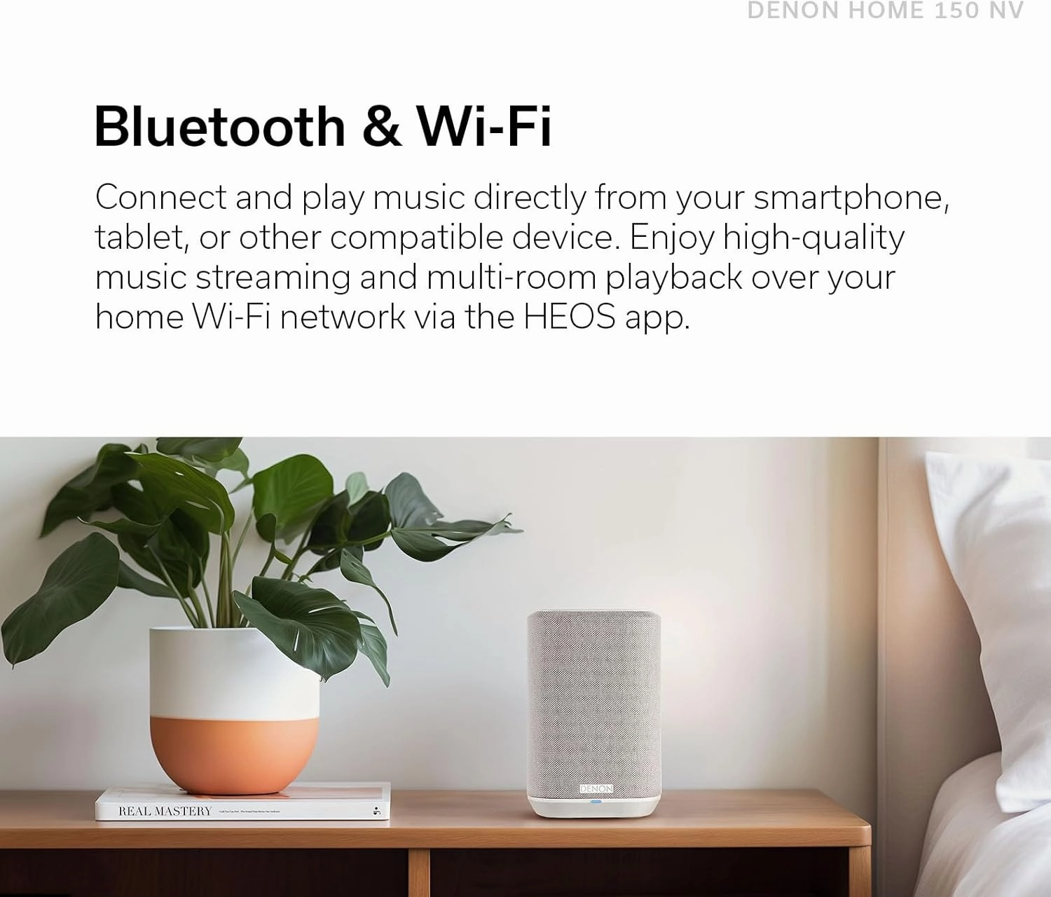 Denon Home 150 NV Wireless Speaker (Black), 1" Tweeter, 3.5" Woofer, Home Speaker with HEOS Built-in, AirPlay 2, and Bluetooth, Multi-Room Streaming, Simple Setup, Compact Design