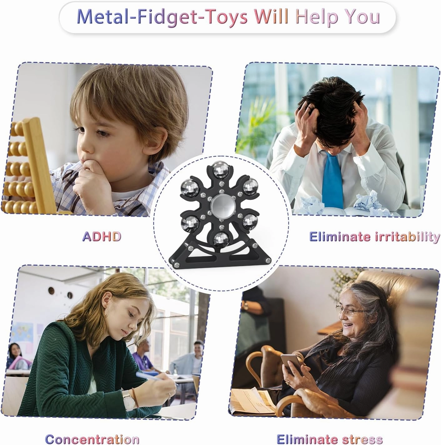 Desk-Fidget-Toys Ferris-Wheels-Spinner: Metal Kinetic-Fidget-Spinner 4mins, EDC-Toy Cool-Gadgets for School Office, ADHD Tools Gift Cool-Stuff Stress Relief Gift for Kid Children Teen Adult