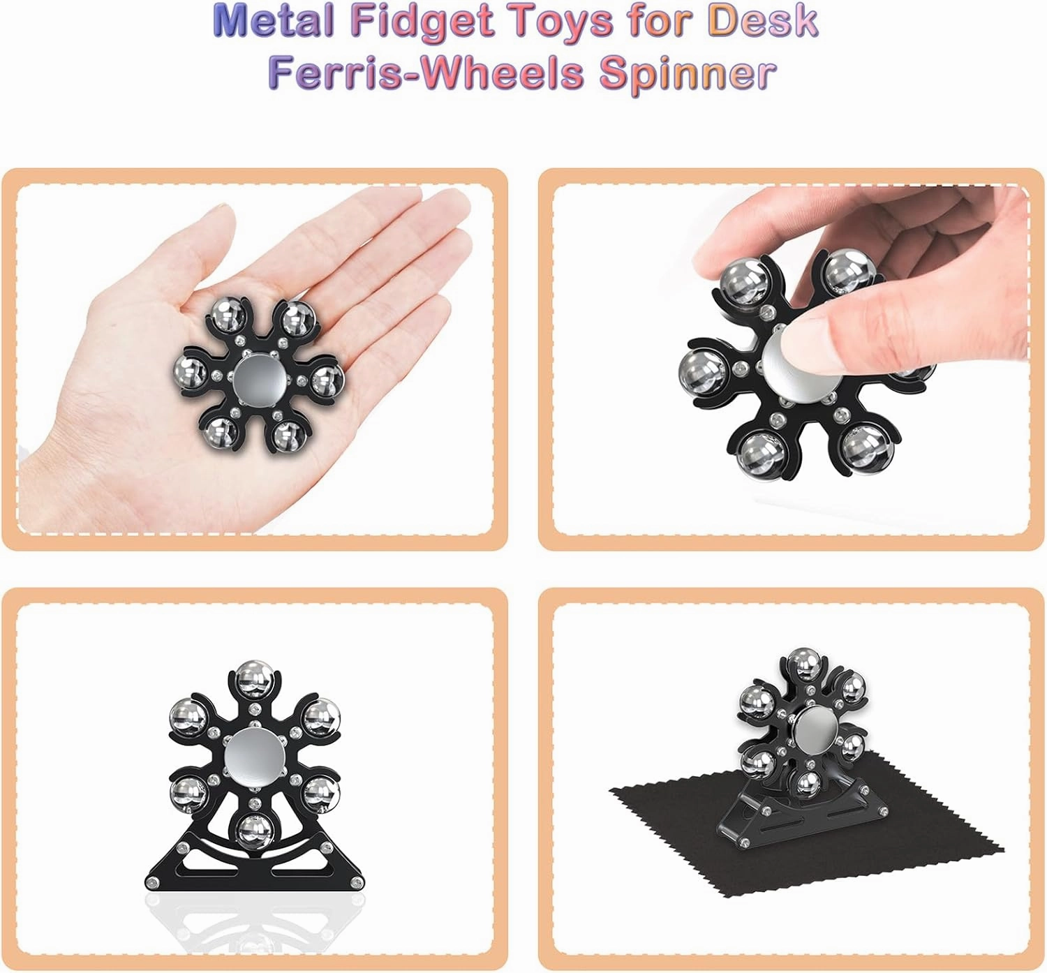 Desk-Fidget-Toys Ferris-Wheels-Spinner: Metal Kinetic-Fidget-Spinner 4mins, EDC-Toy Cool-Gadgets for School Office, ADHD Tools Gift Cool-Stuff Stress Relief Gift for Kid Children Teen Adult