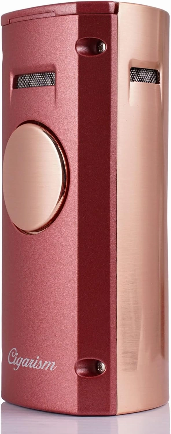 Desktop 4-Torch Flame Robot Style Cigar Lighter (Coral Red)