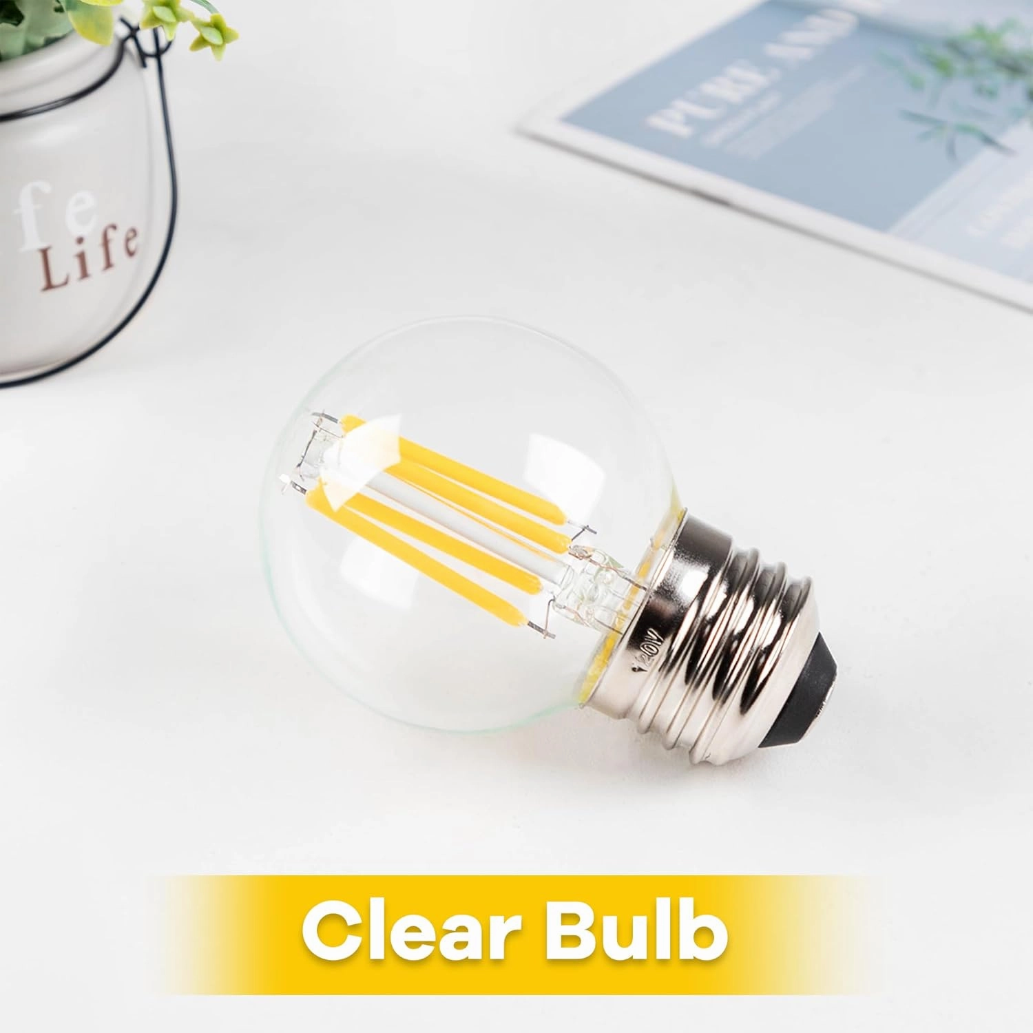 Dimmable E26 4 Watt LED Light Bulbs, G16.5 Small Globe Light Bulb, Equivalent 40 Watt,2700k Warm White Filament Vintage Light Bulb for Home or Commercial Lighting,500LM,120V,6pcs