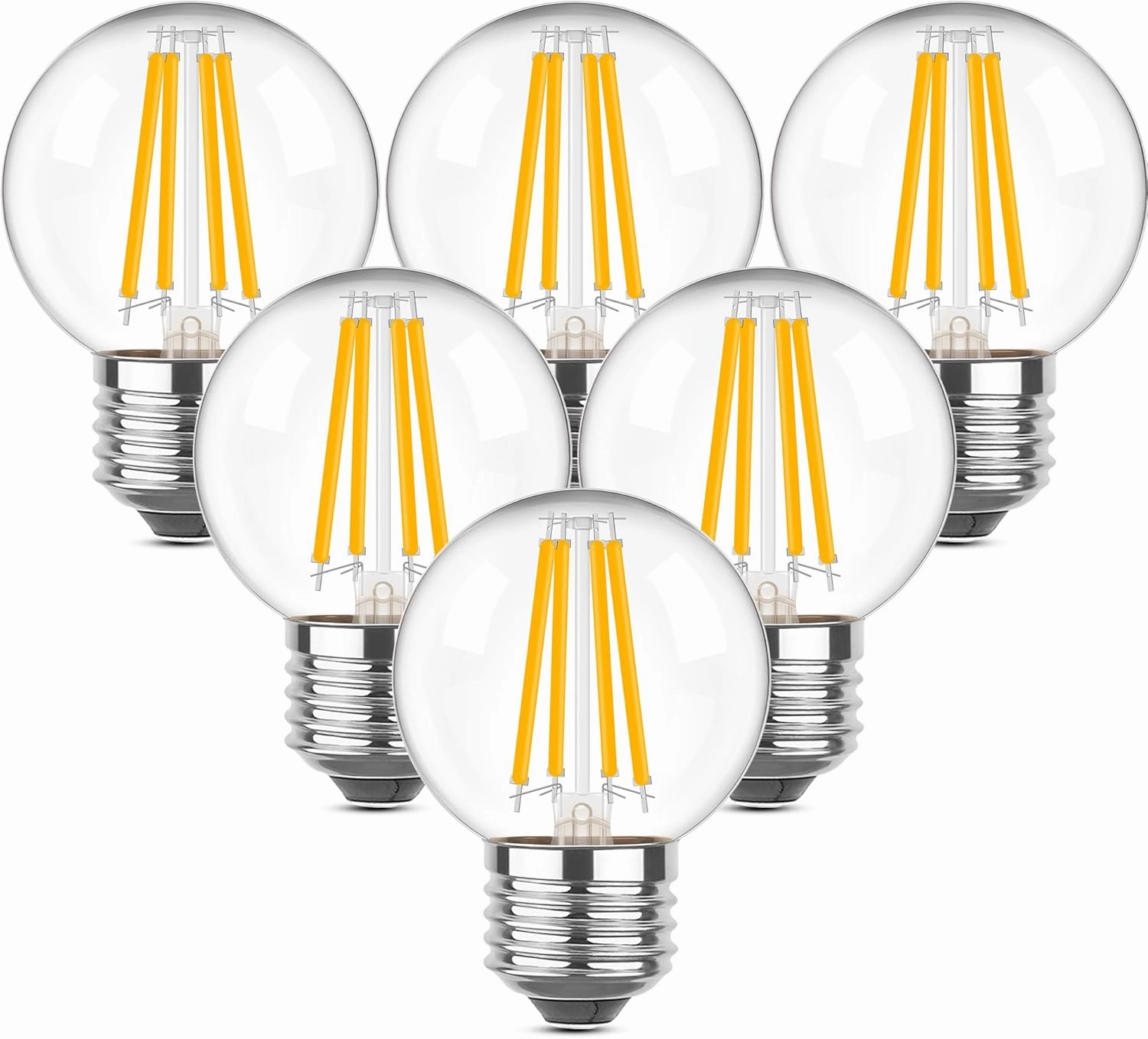 Dimmable E26 4 Watt LED Light Bulbs, G16.5 Small Globe Light Bulb, Equivalent 40 Watt,2700k Warm White Filament Vintage Light Bulb for Home or Commercial Lighting,500LM,120V,6pcs