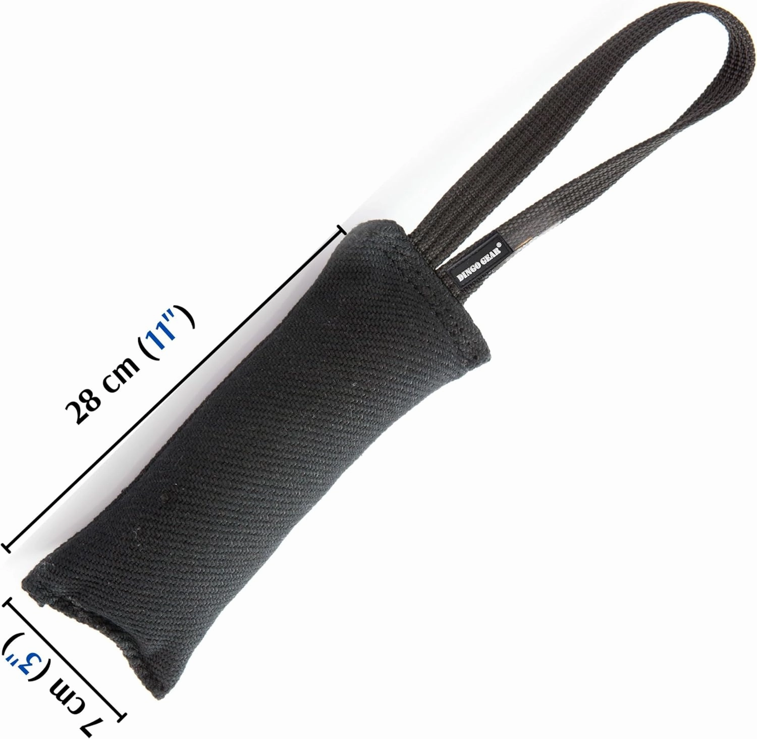 Dingo Gear French Linen tug Toy for Dog, Dog Bumper for Training, Agility, tug of war, Dog bite Pillow for Strong Dog, 1handle 11" Black S00073