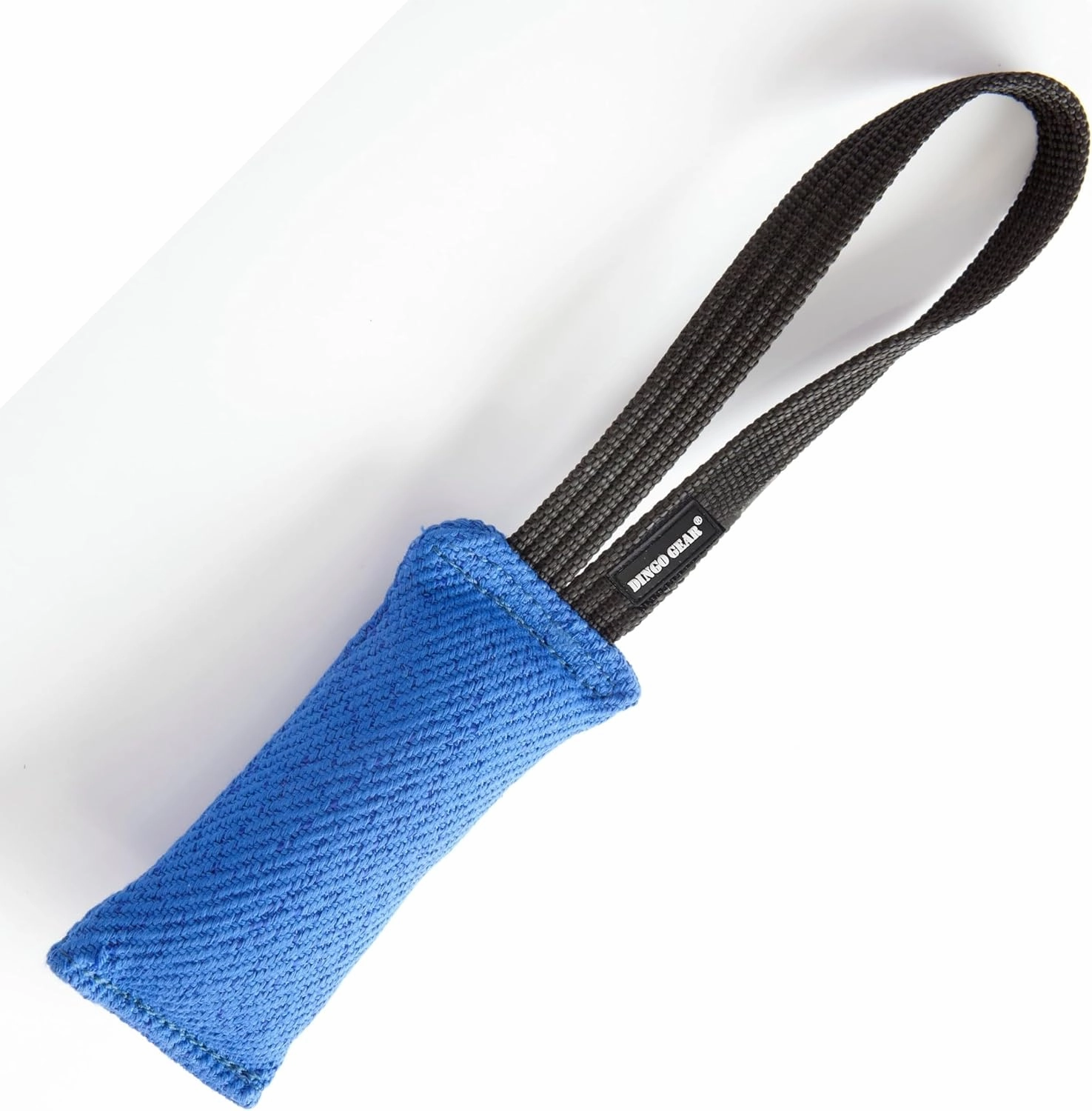 Dingo Gear French Linen tug Toy for Dog, Dog Bumper for Training, Agility, tug of war, Dog bite Pillow for Strong Dog, 1handle 6" Blue S00060