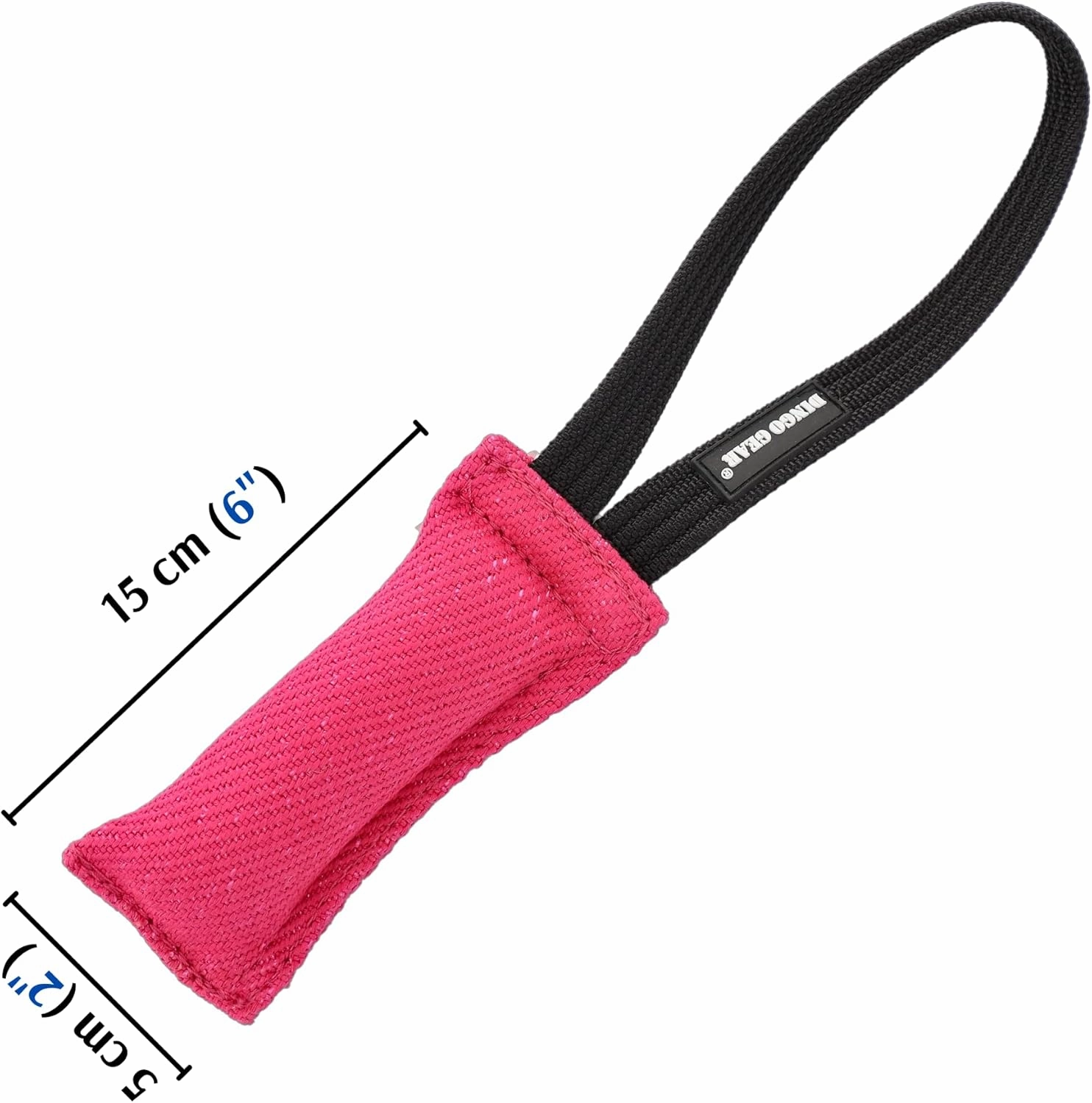 Dingo Gear French Linen tug Toy for Dog, Dog Bumper for Training, Agility, tug of war, Dog bite Pillow for Strong Dog, 1handle 6" Pink S00307