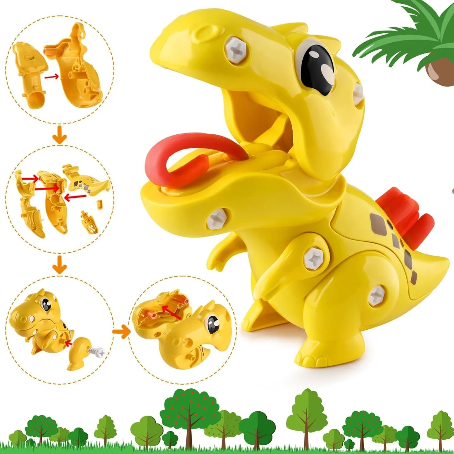 Dinosaur Dough for Kids Play Tool Set for Toddlers, Kitchen Creations Playset and DIY Toy Set, Dough Birthday Dinosaur Toys for Kids 3-5 and Up Boys and Girls