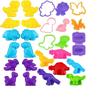 Dinosaur Playdough Tools Set for Kids, 27 PCS Play Dough Dinosaur Molds and Accessories for Creative Play Dough Fun, Playdough Starter Kit for Kids Ages 2-8, Random Color