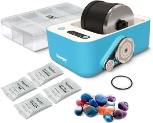 Discovery™ #MINDBLOWN Rock Tumbler Deluxe Set – Stone Polishing Kit with Rocks, 4 Grits, Gem Case| STEM Science Project Kit for Kids & Beginners| Cool Toy for Boys & Girls Ages 8 