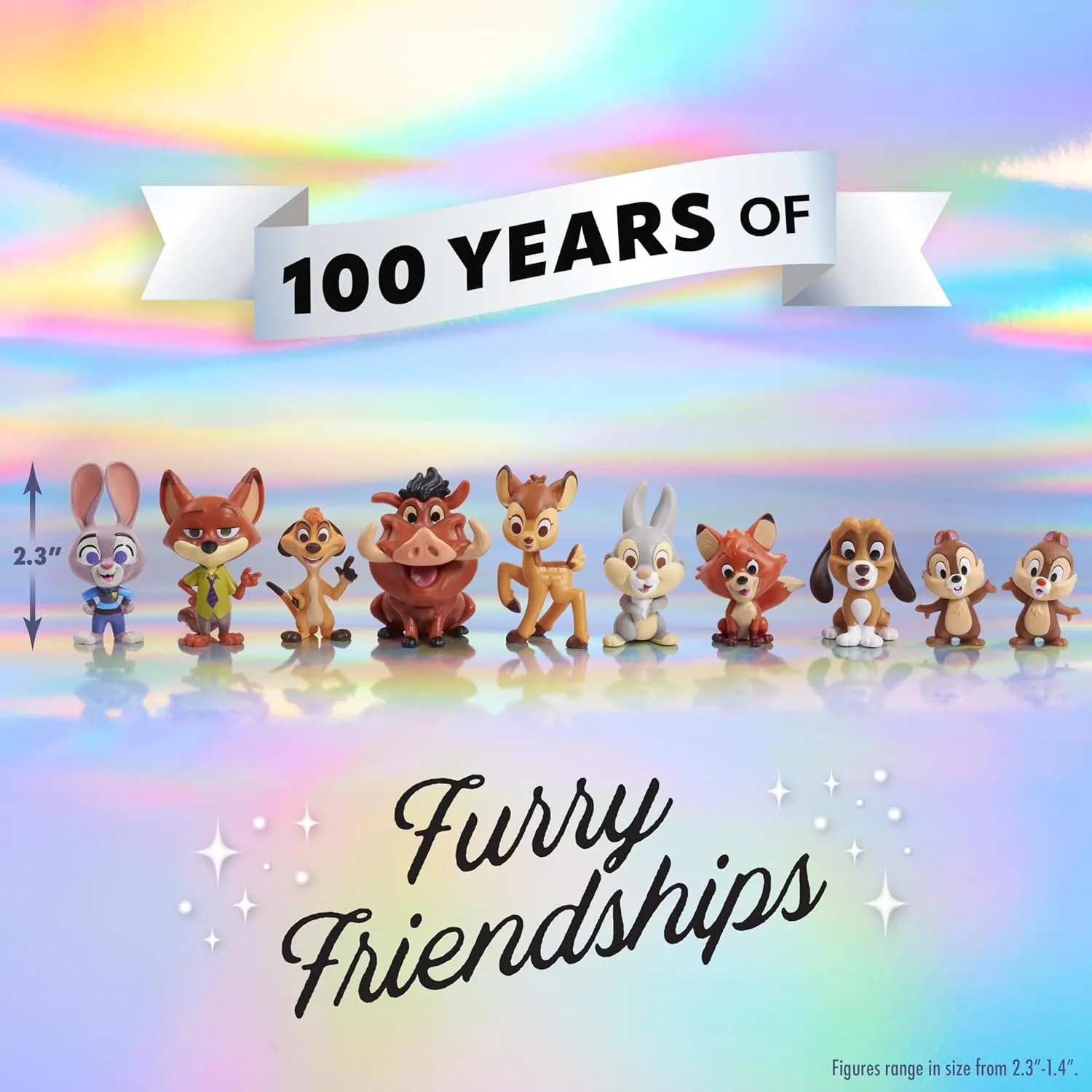 Disney100 Years of Furry Friendships, Limited Edition 10-piece Figure Set, Kids Toys for Ages 3 Up by Just Play