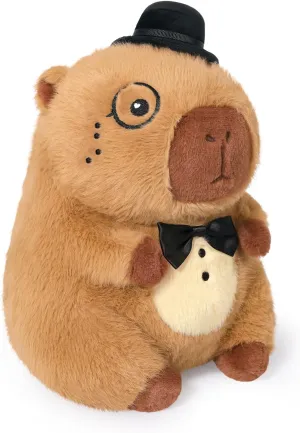 Ditucu Original Gentleman Capybara Plush with Bowler Hat 9 inch Cute Capibara Stuffed Animal Soft Plushies Toys Gifts for Kids Brown