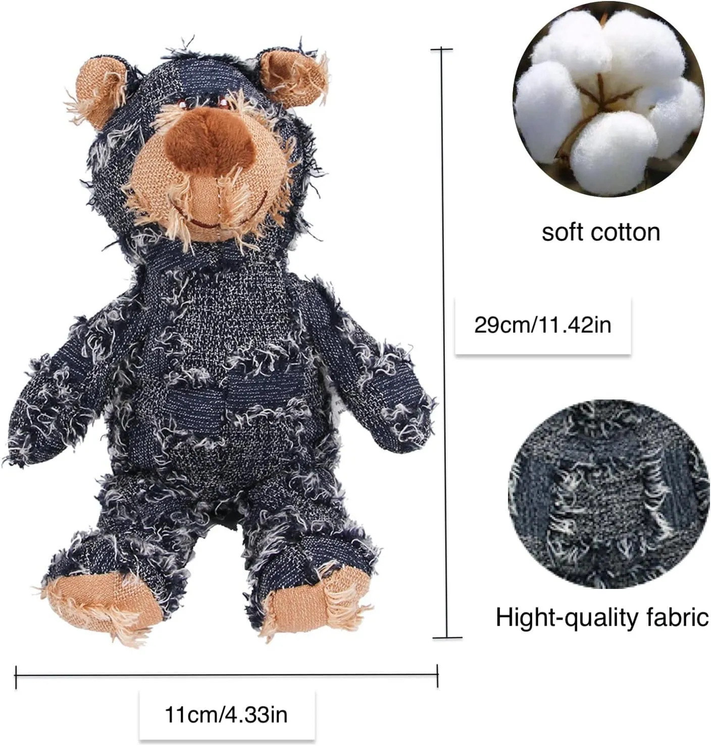 Dog Companion for Heavy Chewers- Indestructible Robust Bear Dog Toy, Resistant Squeaky Dog Toys for Heavy Chewers, Unbreakable Stuffed Plush Dog Toys for Aggressive Chewers (D-Purple)