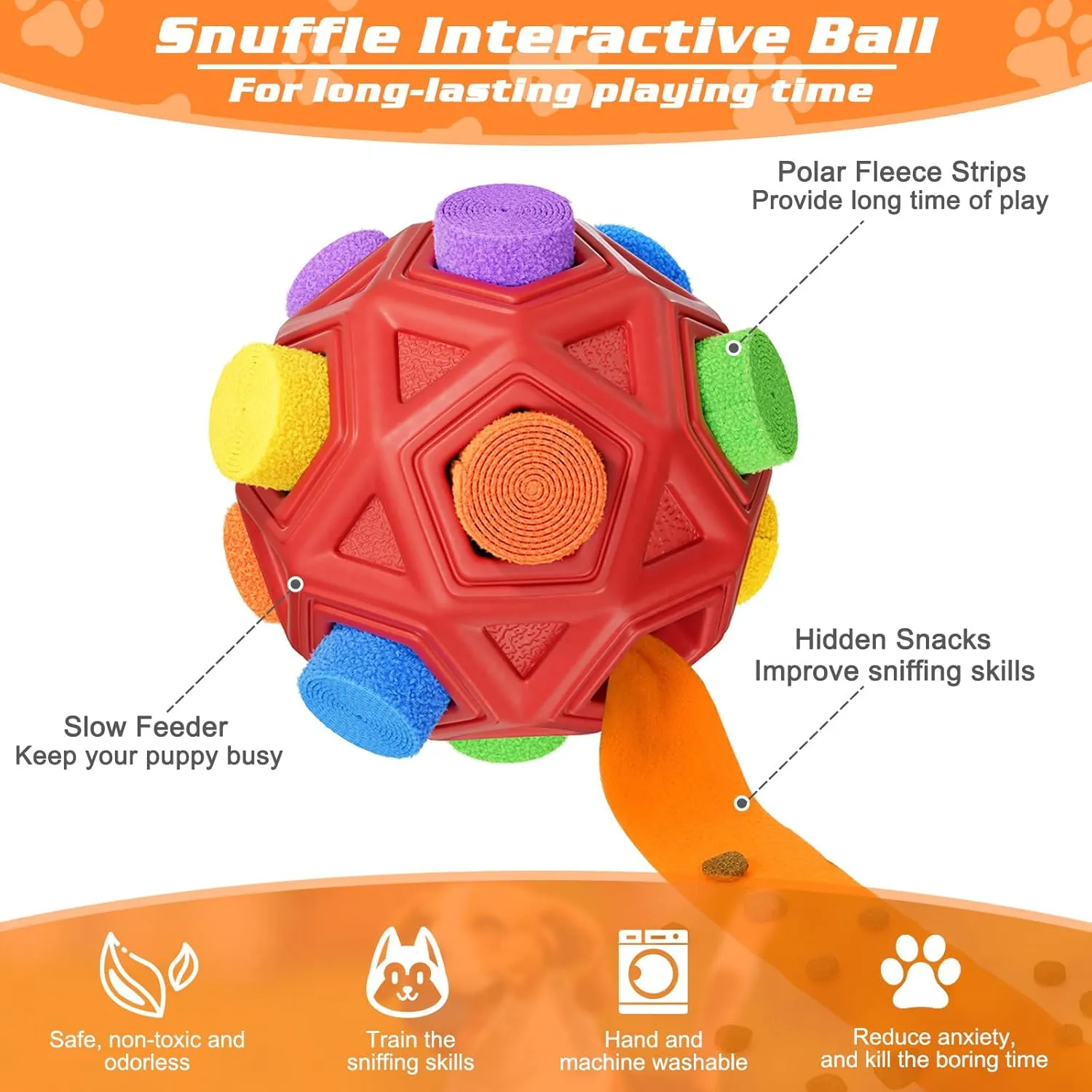 Dog Enrichment Toys Snuffle Ball Encourage Natural Foraging Skills,Slow Food Training to Relieve Boredom and Stimulating,Cloth Strip With Hidden Food Dog Puzzle Toys for Large Medium Small Dogs