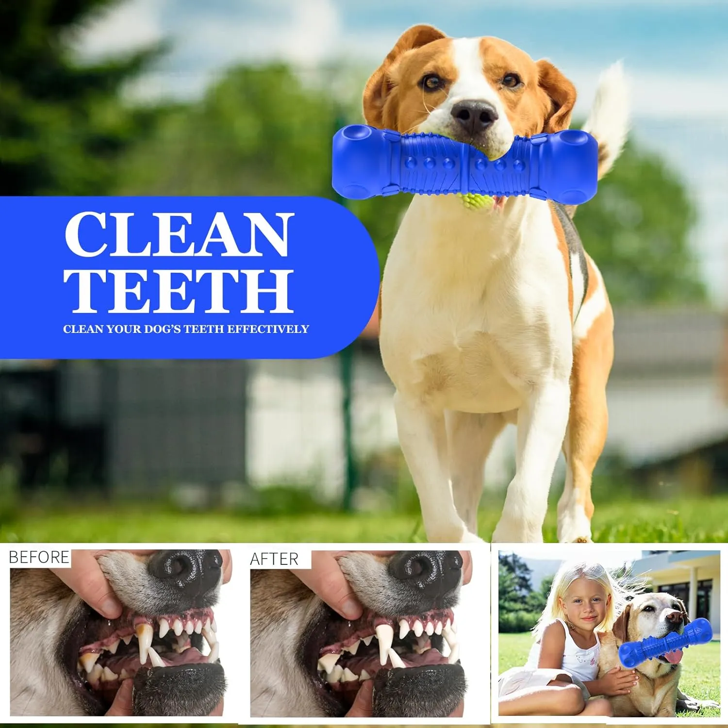 Dog Squeaky Toys for Aggressive Chewers, Durable Chew Toys for Large Medium Breed Dog, Dog Toys, Tough Durable Dogs Toys with Natural Rubber