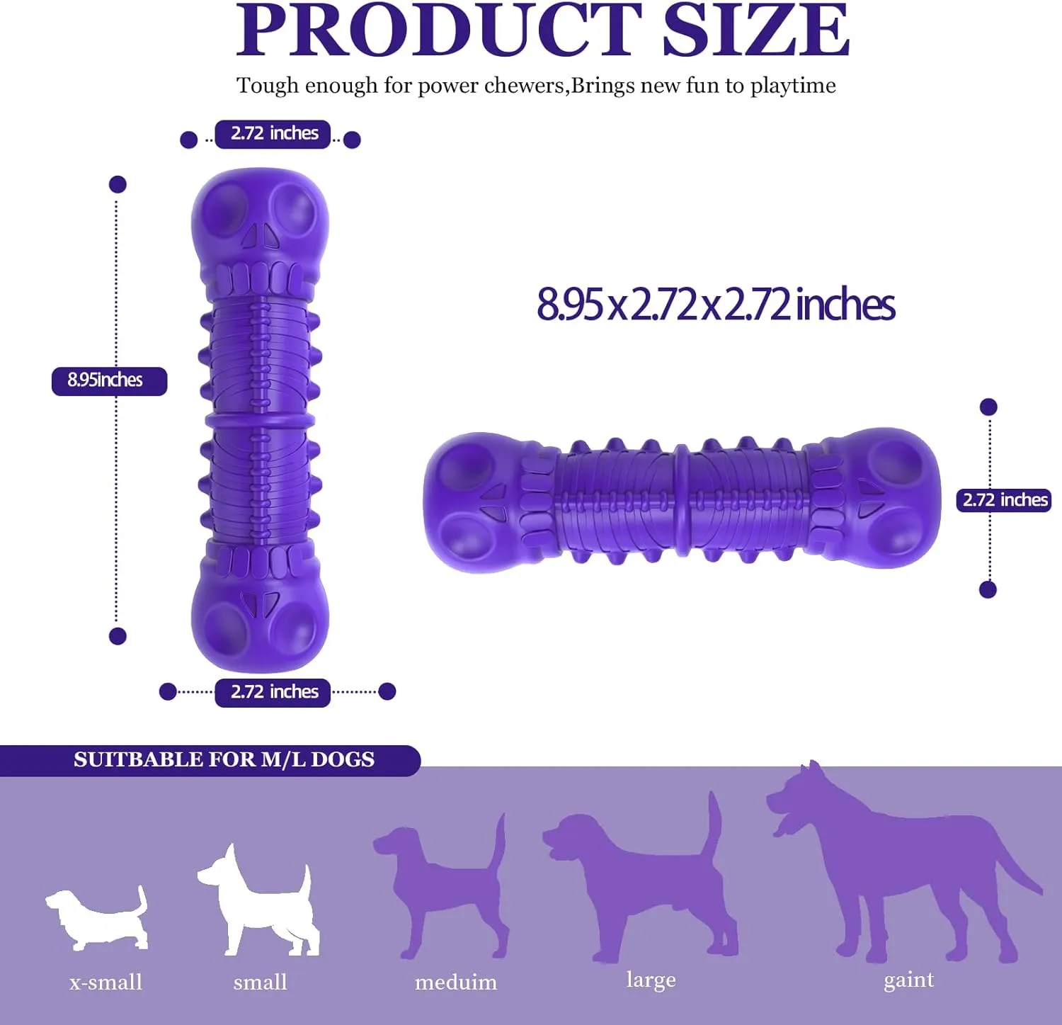 Dog Squeaky Toys for Aggressive Chewers, Durable Chew Toys for Large Medium Breed Dog, Dog Toys, Tough Durable Dogs Toys with Natural Rubber
