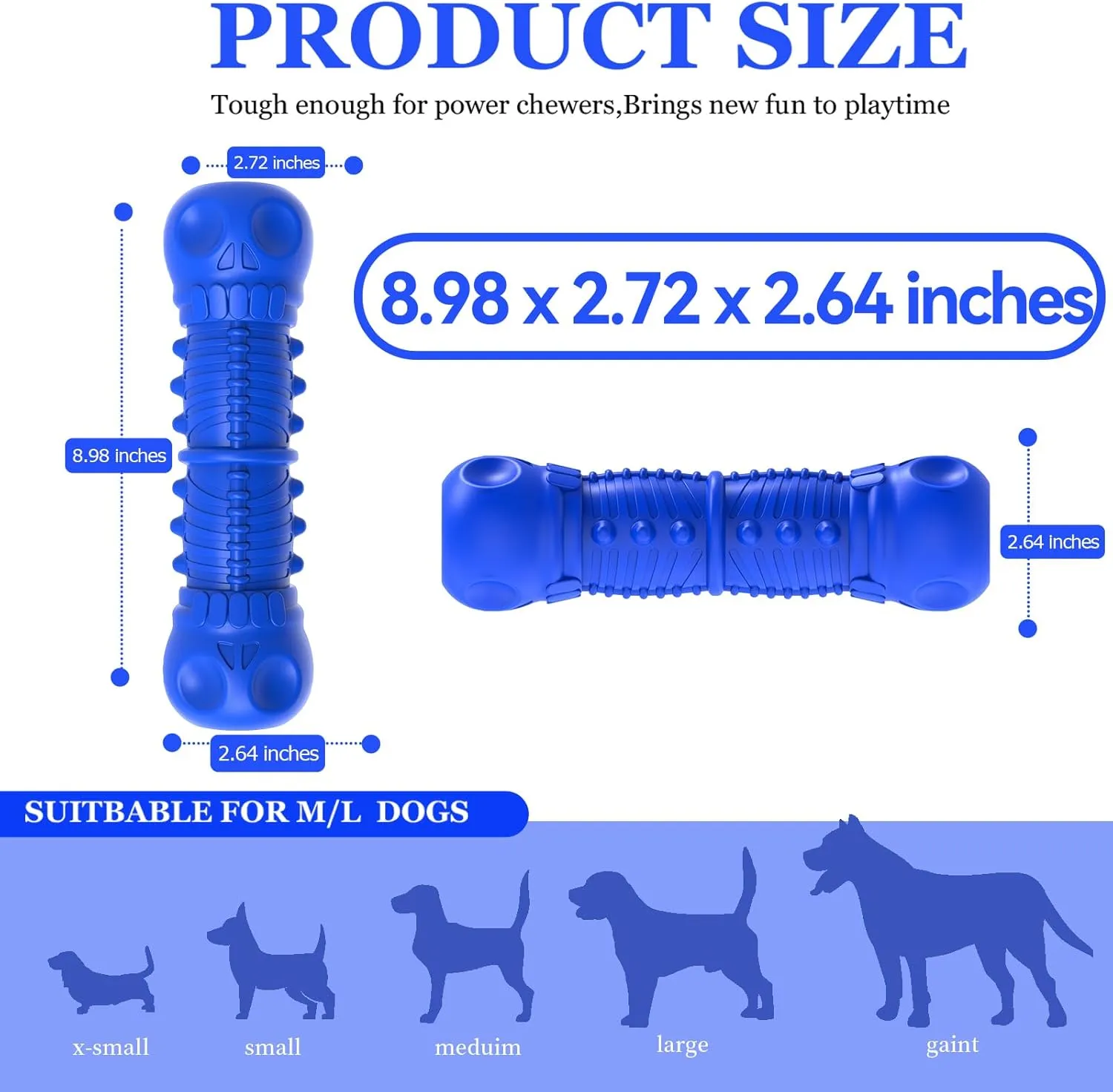 Dog Squeaky Toys for Aggressive Chewers, Durable Chew Toys for Large Medium Breed Dog, Dog Toys, Tough Durable Dogs Toys with Natural Rubber