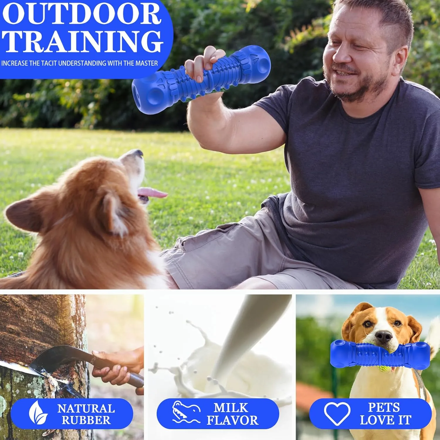 Dog Squeaky Toys for Aggressive Chewers, Durable Chew Toys for Large Medium Breed Dog, Dog Toys, Tough Durable Dogs Toys with Natural Rubber