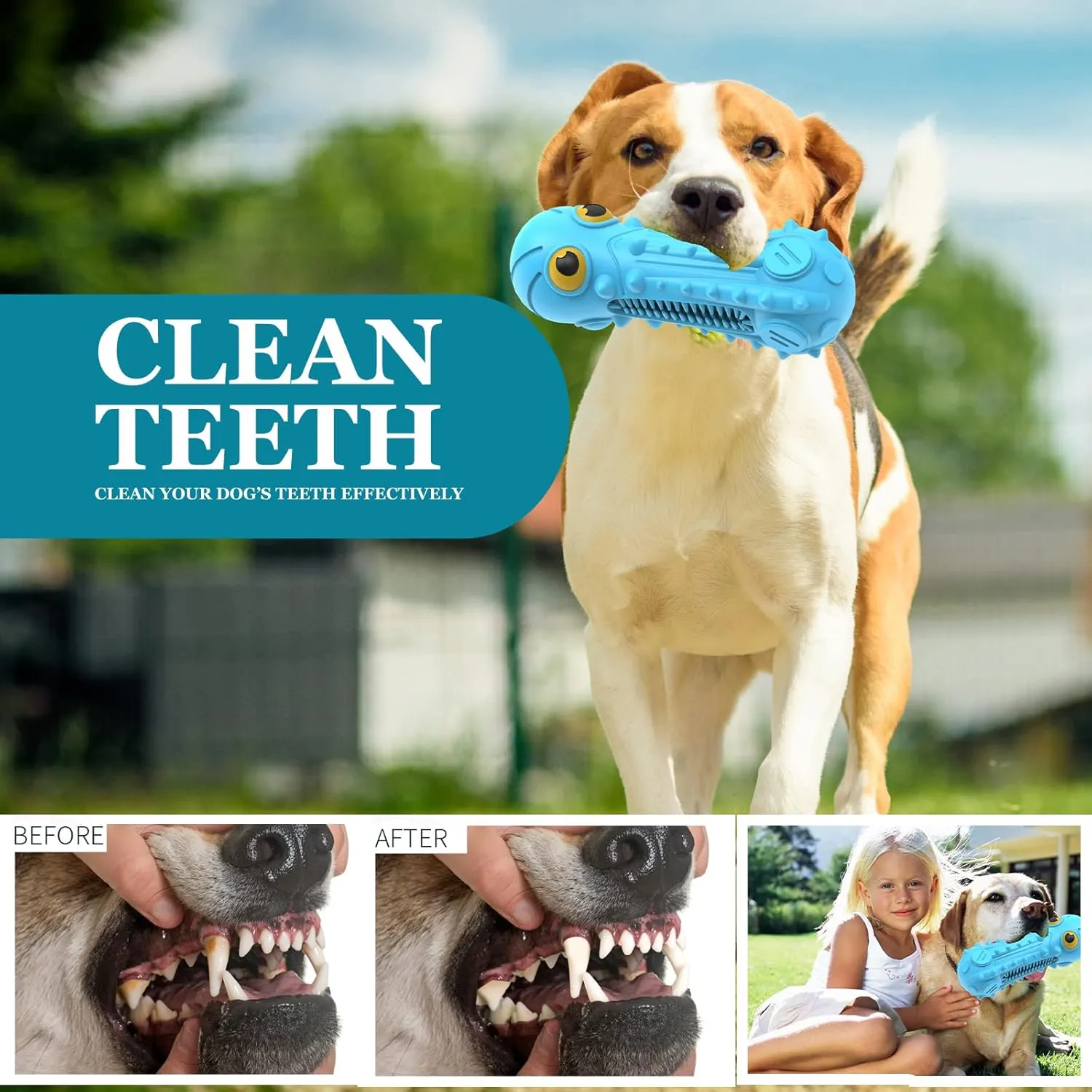 Dog Squeaky Toys for Aggressive Chewers, Durable Chew Toys for Large Medium Breed Dog, Dog Toys, Tough Durable Dogs Toys with Natural Rubber