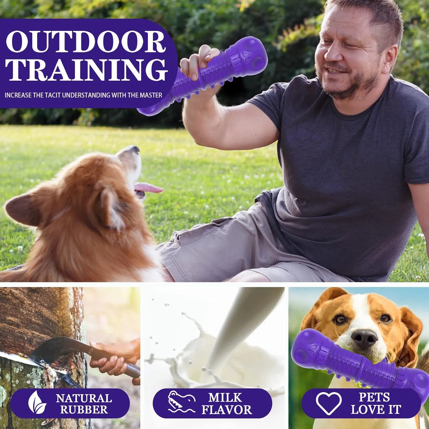 Dog Squeaky Toys for Aggressive Chewers, Durable Chew Toys for Large Medium Breed Dog, Dog Toys, Tough Durable Dogs Toys with Natural Rubber