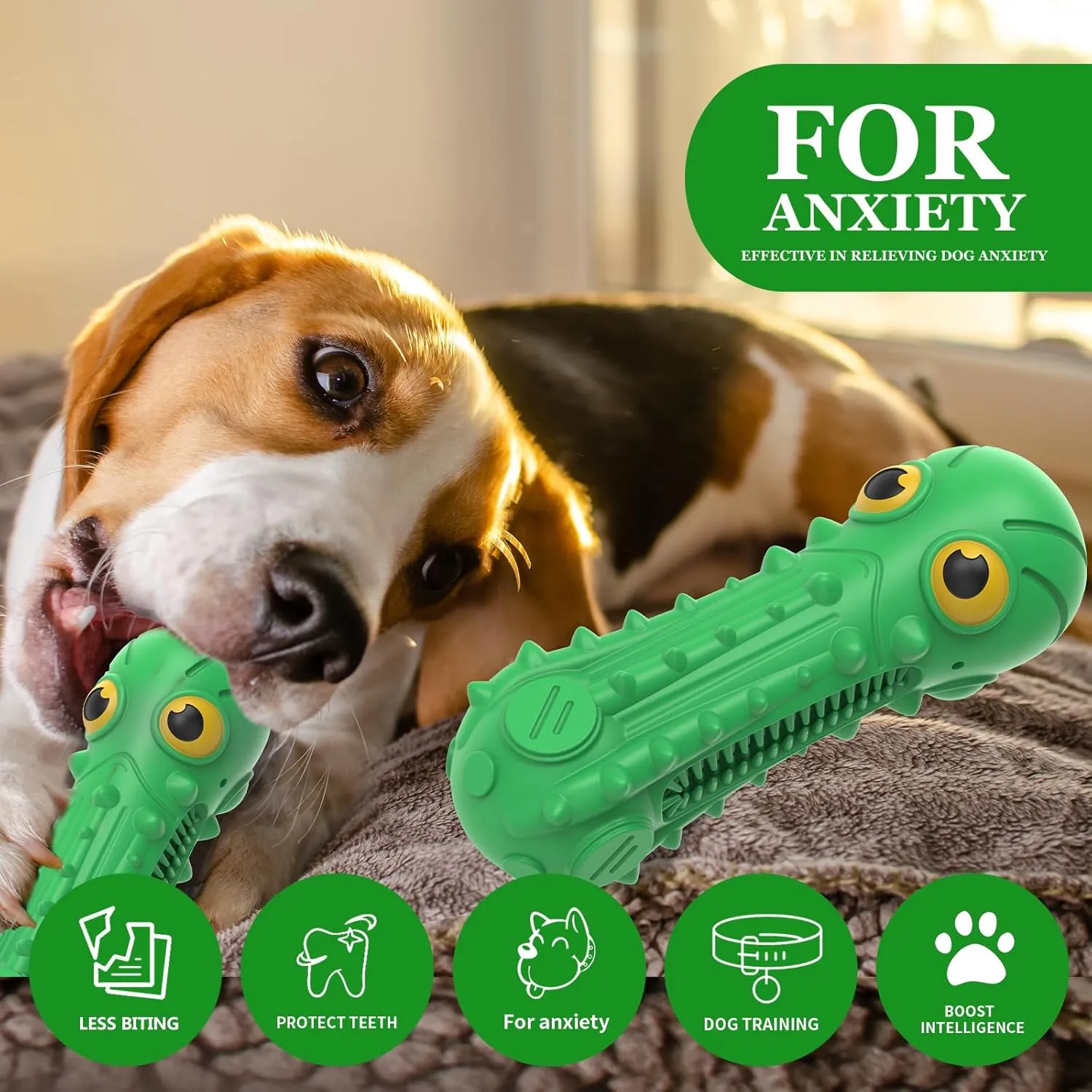 Dog Squeaky Toys for Aggressive Chewers, Durable Chew Toys for Large Medium Breed Dog, Tough Durable Dogs Toys with Natural Rubber