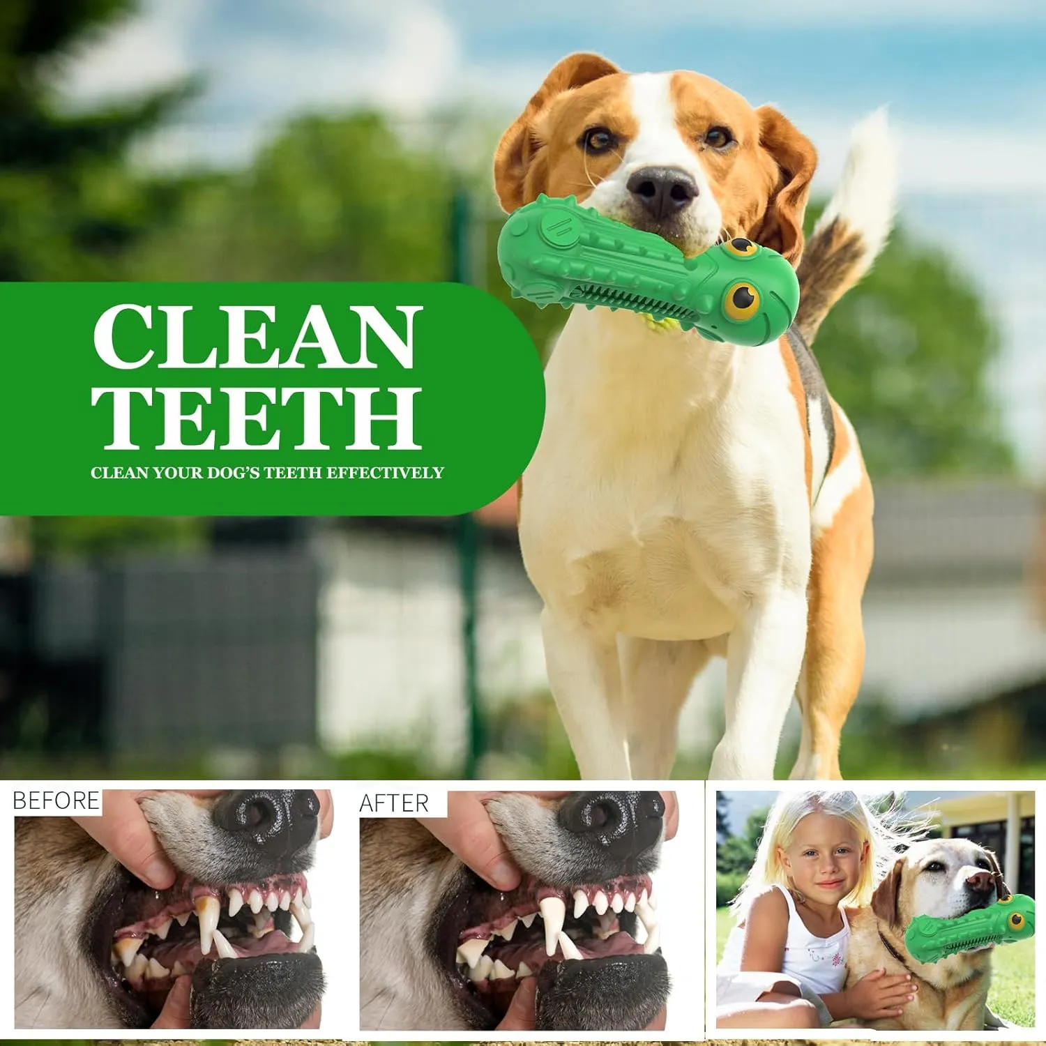 Dog Squeaky Toys for Aggressive Chewers, Durable Chew Toys for Large Medium Breed Dog, Tough Durable Dogs Toys with Natural Rubber