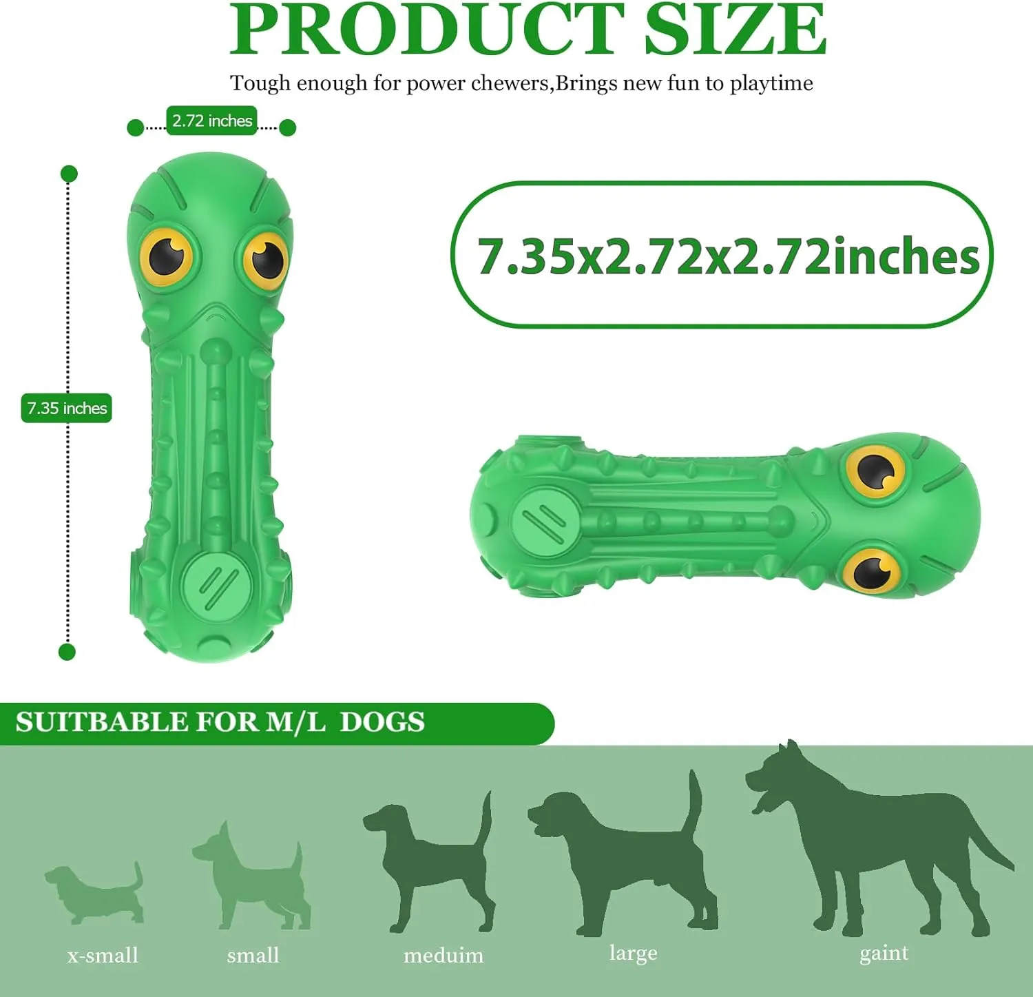 Dog Squeaky Toys for Aggressive Chewers, Durable Chew Toys for Large Medium Breed Dog, Tough Durable Dogs Toys with Natural Rubber