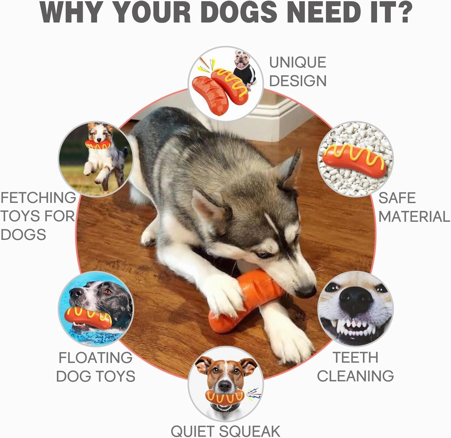 Dog Chew Toys for Aggressive-Chewers - Indestructible Dog Toy for Aggressive Chewer(2-Pack)，Tough Chew Toys for Dogs （Rubber）
