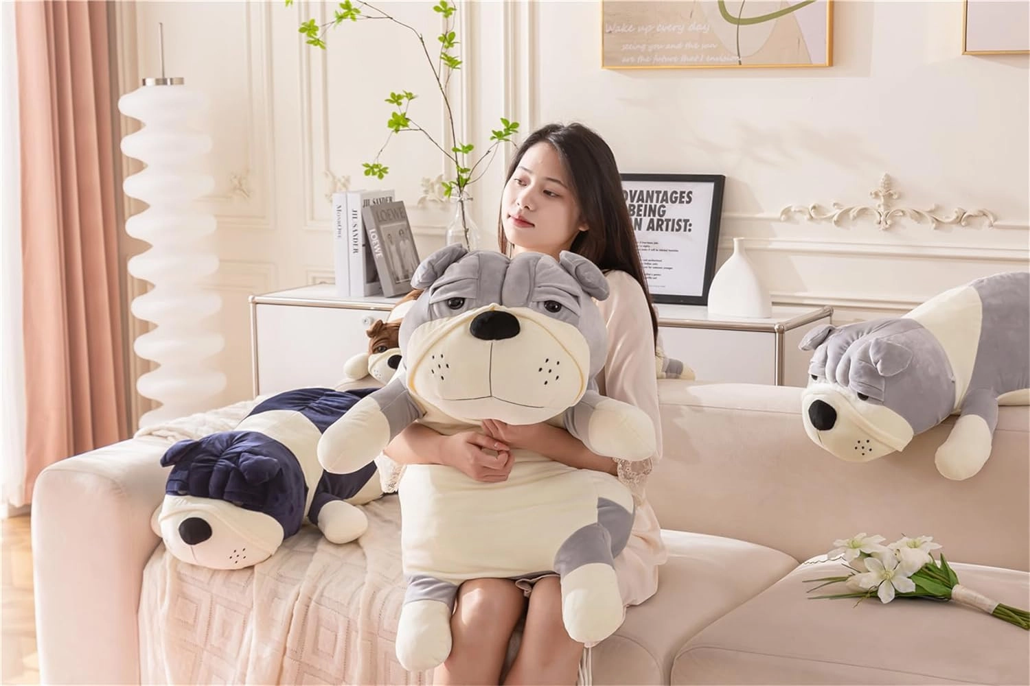 Dog Stuffed Animals,Brown 17.7in Puppy Plush Plushies Cute Dog Stuffed Toy Pillow Soft Plush Dog Pillow Gifts for Adults Kids Boys and Girls