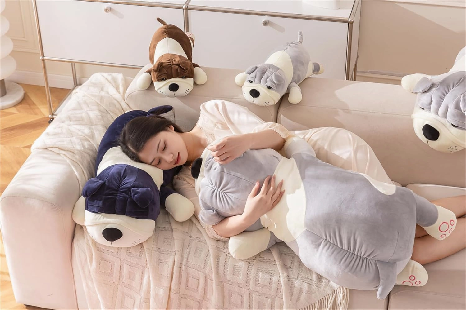 Dog Stuffed Animals,Brown 17.7in Puppy Plush Plushies Cute Dog Stuffed Toy Pillow Soft Plush Dog Pillow Gifts for Adults Kids Boys and Girls