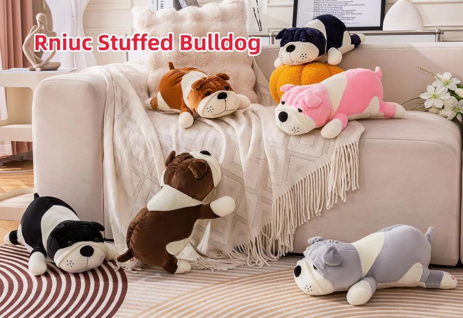 Dog Stuffed Animals,Brown 17.7in Puppy Plush Plushies Cute Dog Stuffed Toy Pillow Soft Plush Dog Pillow Gifts for Adults Kids Boys and Girls