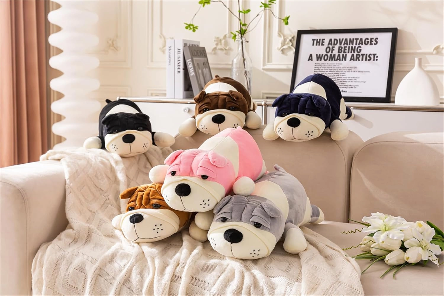 Dog Stuffed Animals,Brown 17.7in Puppy Plush Plushies Cute Dog Stuffed Toy Pillow Soft Plush Dog Pillow Gifts for Adults Kids Boys and Girls