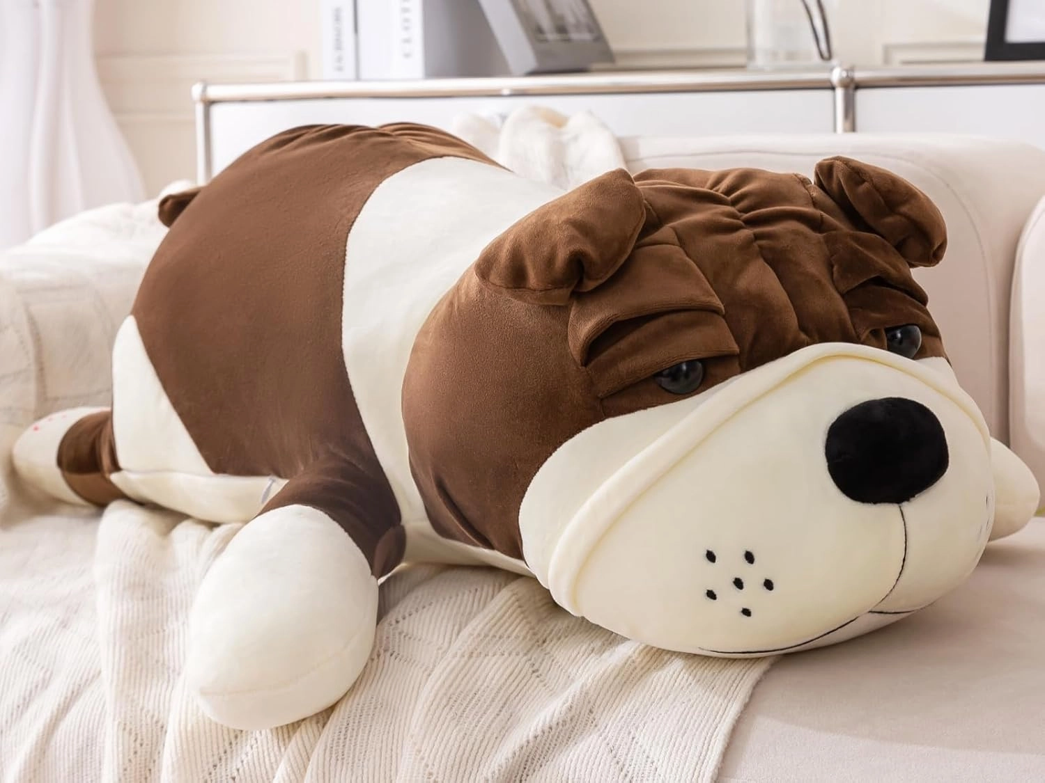 Dog Stuffed Animals,Brown 17.7in Puppy Plush Plushies Cute Dog Stuffed Toy Pillow Soft Plush Dog Pillow Gifts for Adults Kids Boys and Girls