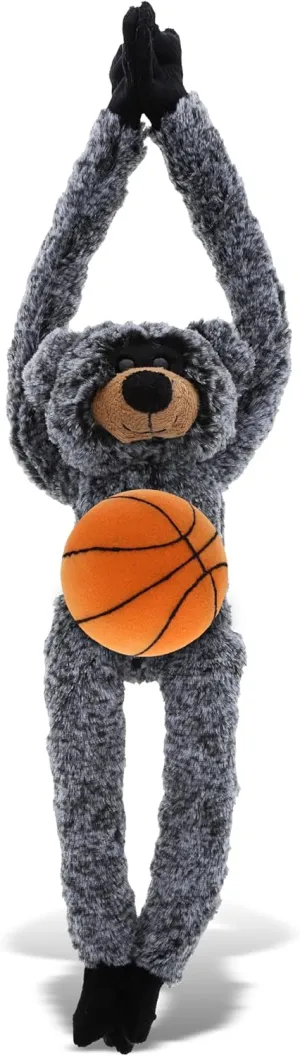 DolliBu Black Bear Stuffed Animal with Basketball Plush - Soft Black Bear with Long Arms, Adorable Plush Toy, Personalized Plush Doll Animal Toy for Kids, Adults - 21 Inch