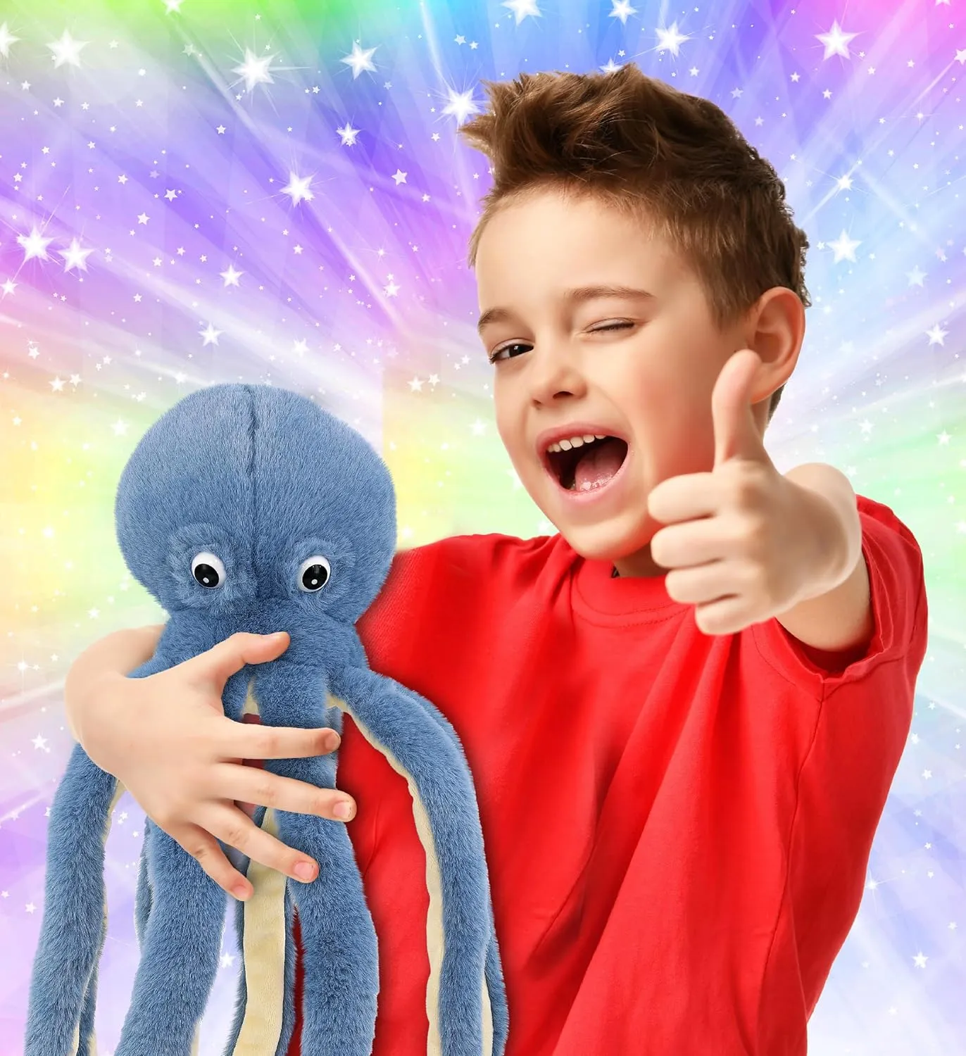 DolliBu Blue Octopus Super Soft Stuffed Animal, Cute Realistic Ocean Stuffed Animals for Girls, Boys, Adults Animal Gifts, Kids Nursery Decor for Newborn, Cuddly Soft Baby Plush Toys - 15 Inches
