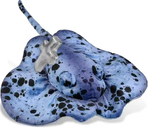 DolliBu Blue Ray Stuffed Animal with Silver Cross and Personalization - Religious Baby Baptism Gifts for Boys and Girls, Dedication Christening Gifts Plush Prayer Toy Healing Teddy Bear - 20 Inches
