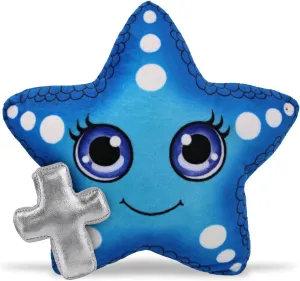 DolliBu Blue Starfish Stuffed Animal with Silver Cross and Personalization - Religious Starfish Plush Baptism Gifts, Dedication Christening Gifts Plush Prayer Toy Healing Teddy Bear - 8.5 Inches