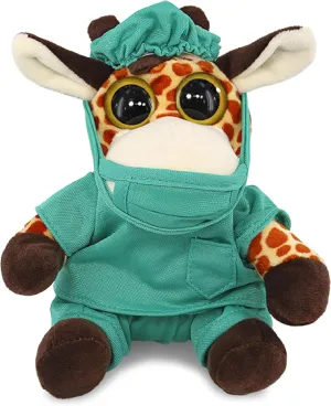 DolliBu Giraffe Doctor Plush Toy - Super Soft Giraffe Doctor Stuffed Animal Dress Up with Cute Scrub Uniform and Cap Outfit - Gift with Personalization - 6 Inches